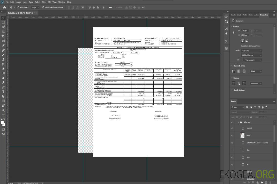 Modèle Word et PDF de facture de services publics de Tawelco aux Philippines template Modèle Word et PDF de facture de services publics de Tawelco aux Philippines template